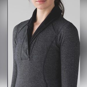 Lululemon Think Fast Pullover Heathered Herringbone Heathered Black / Black